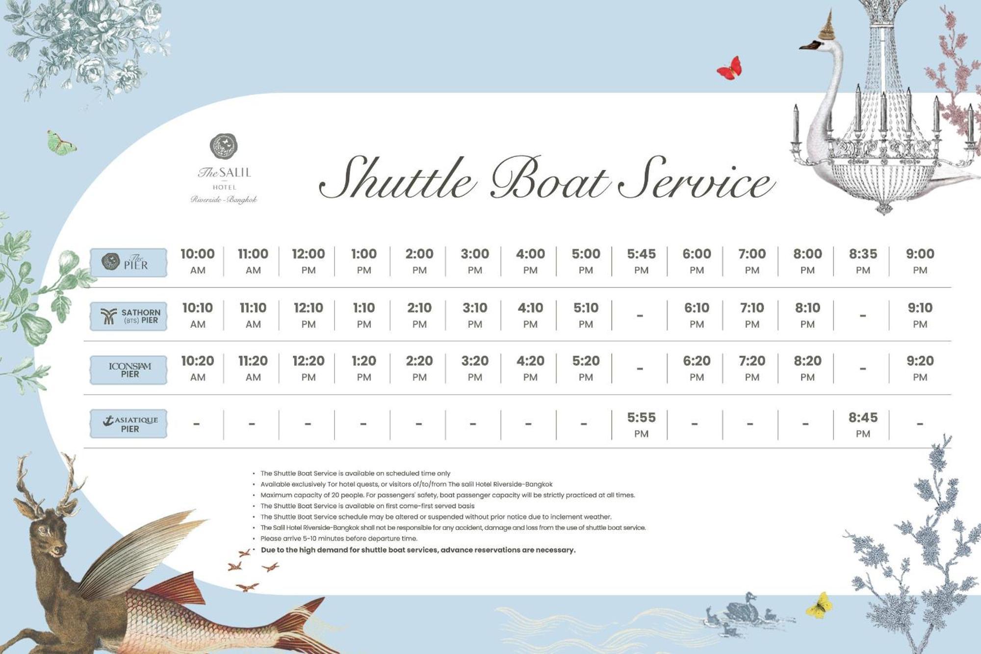 The Salil Hotel Riverside Бангкок Экстерьер фото Shuttle boat service timetable